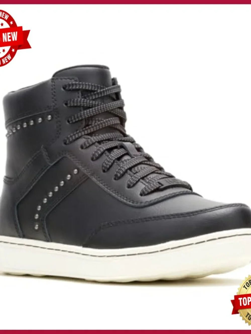 Waterproof Leather Lace Up Mid Top Sneakers Casual Shoes